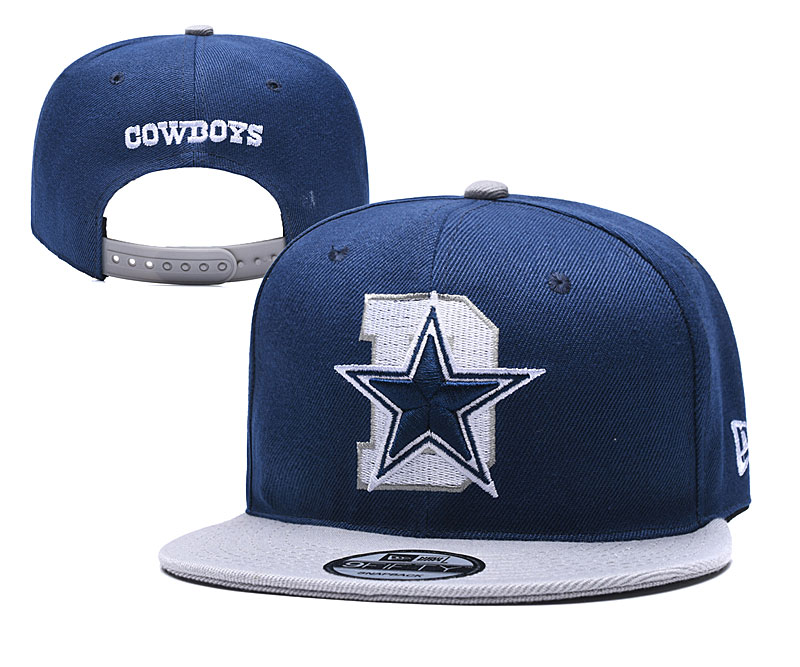 Cowboys Team Logo Navy Gray Adjustable Hat YD