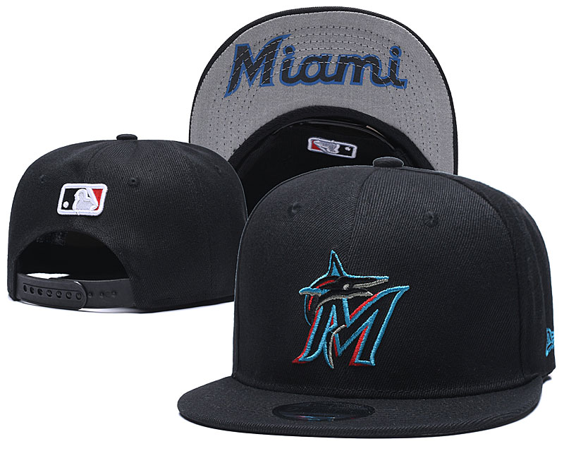 Marlins Team Logo Black Adjustable Hat GS