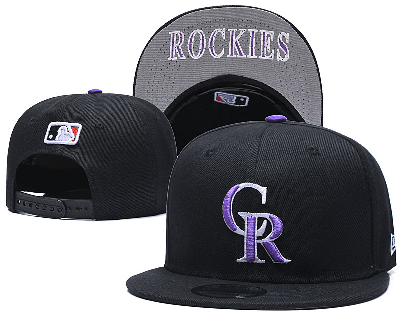 Rockies Team Logo Black Adjustable Hat GS