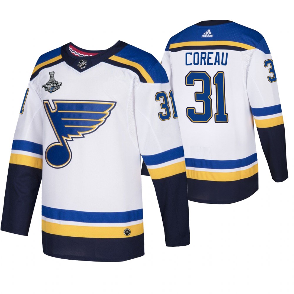 Blues 31 Jared Coreau White 2019 Stanley Cup Champions Adidas Jersey