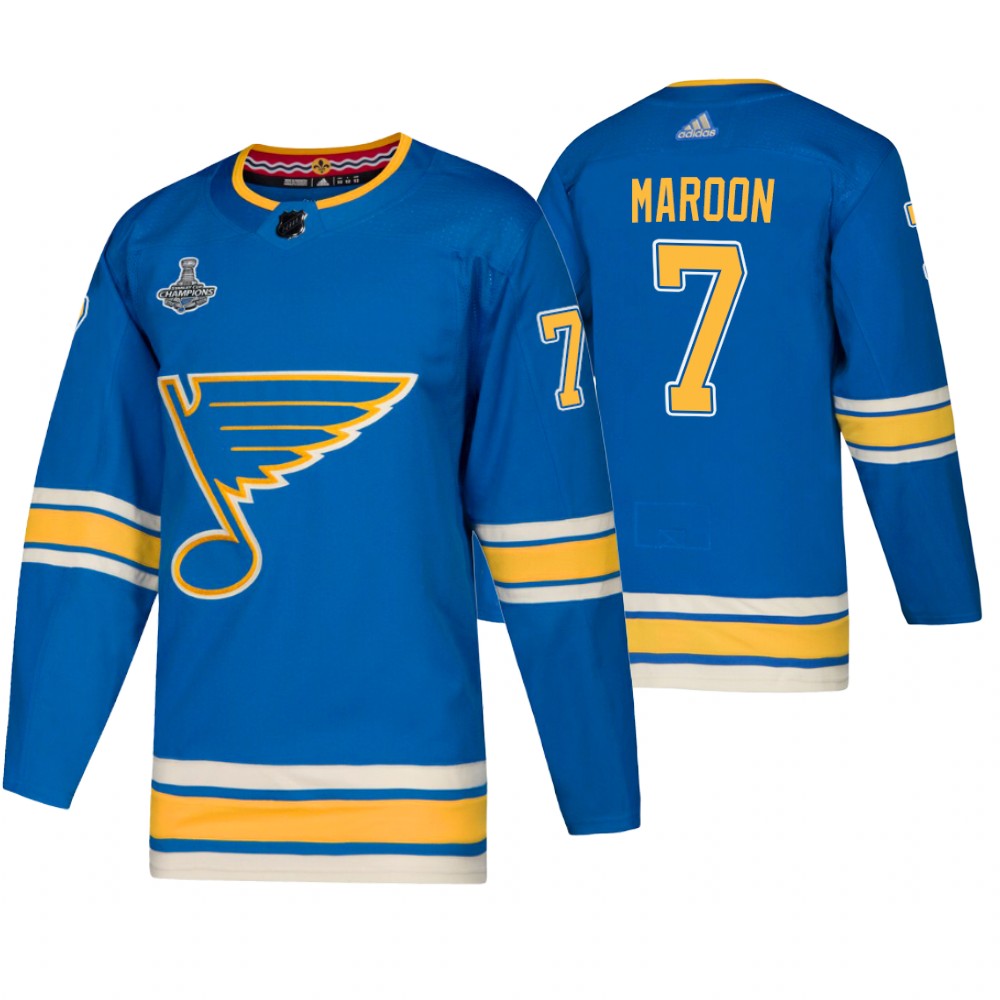 Blues 7 Pat Maroon Blue Alternate 2019 Stanley Cup Champions Adidas Jersey
