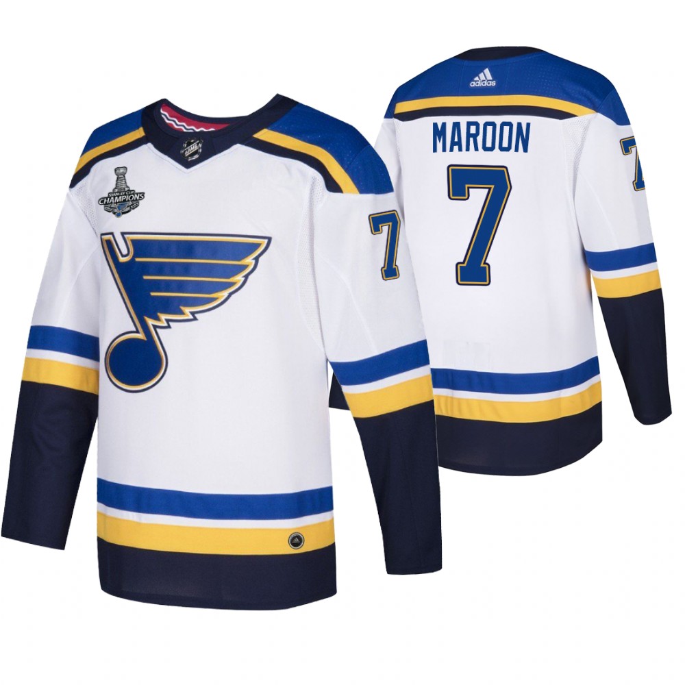 Blues 7 Pat Maroon White 2019 Stanley Cup Champions Adidas Jersey