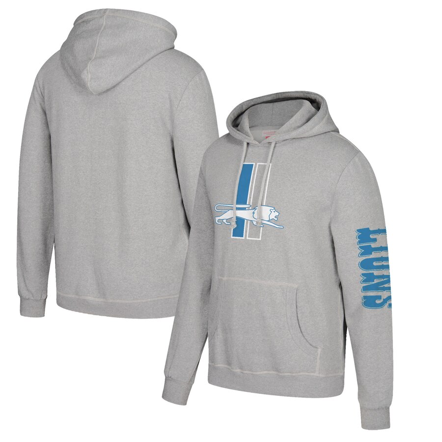 Detroit Lions Mitchell & Ness Classic Team Pullover Hoodie Heathered Gray