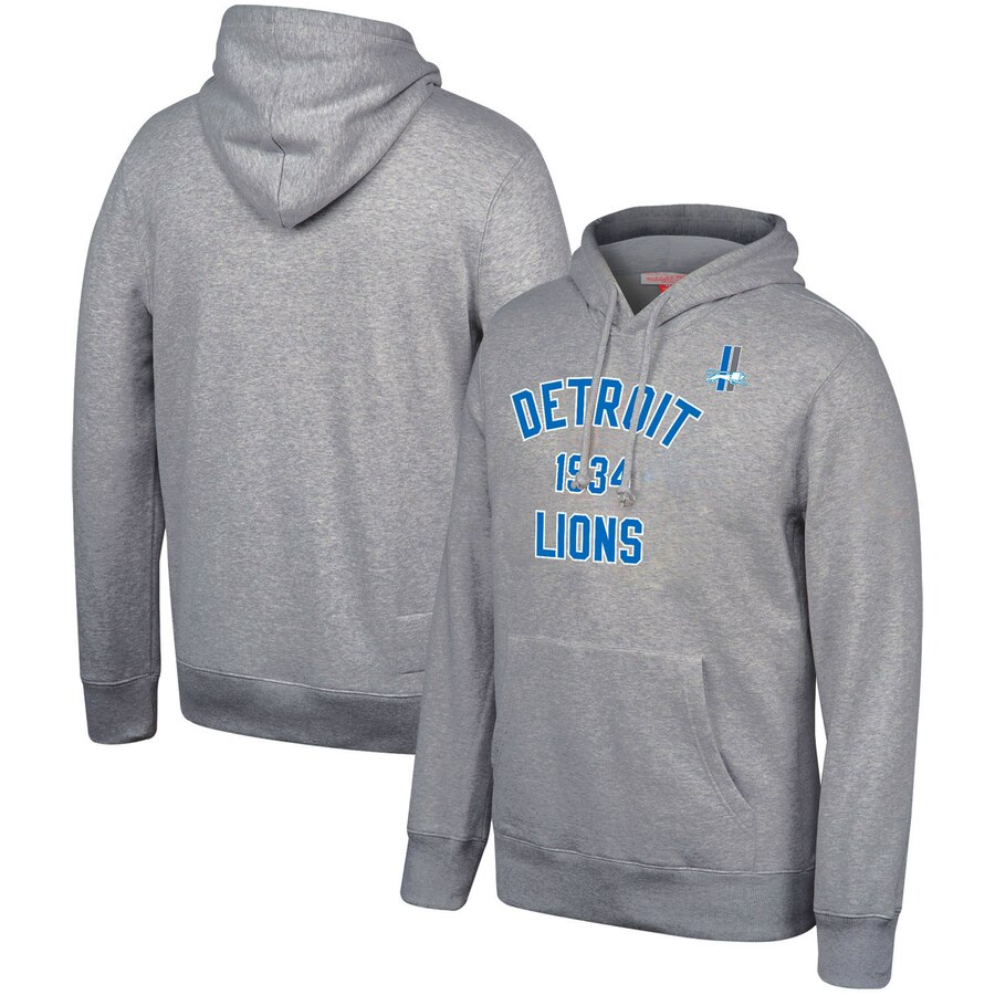 Detroit Lions Mitchell & Ness Team History Pullover Hoodie Gray