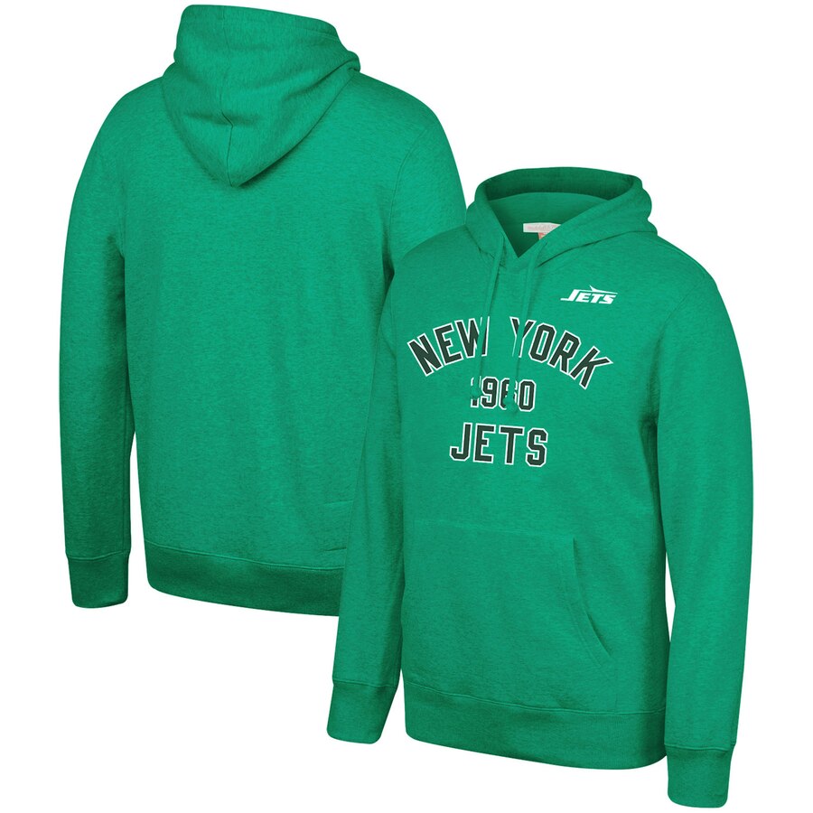New York Jets Mitchell & Ness Team History Pullover Hoodie Green