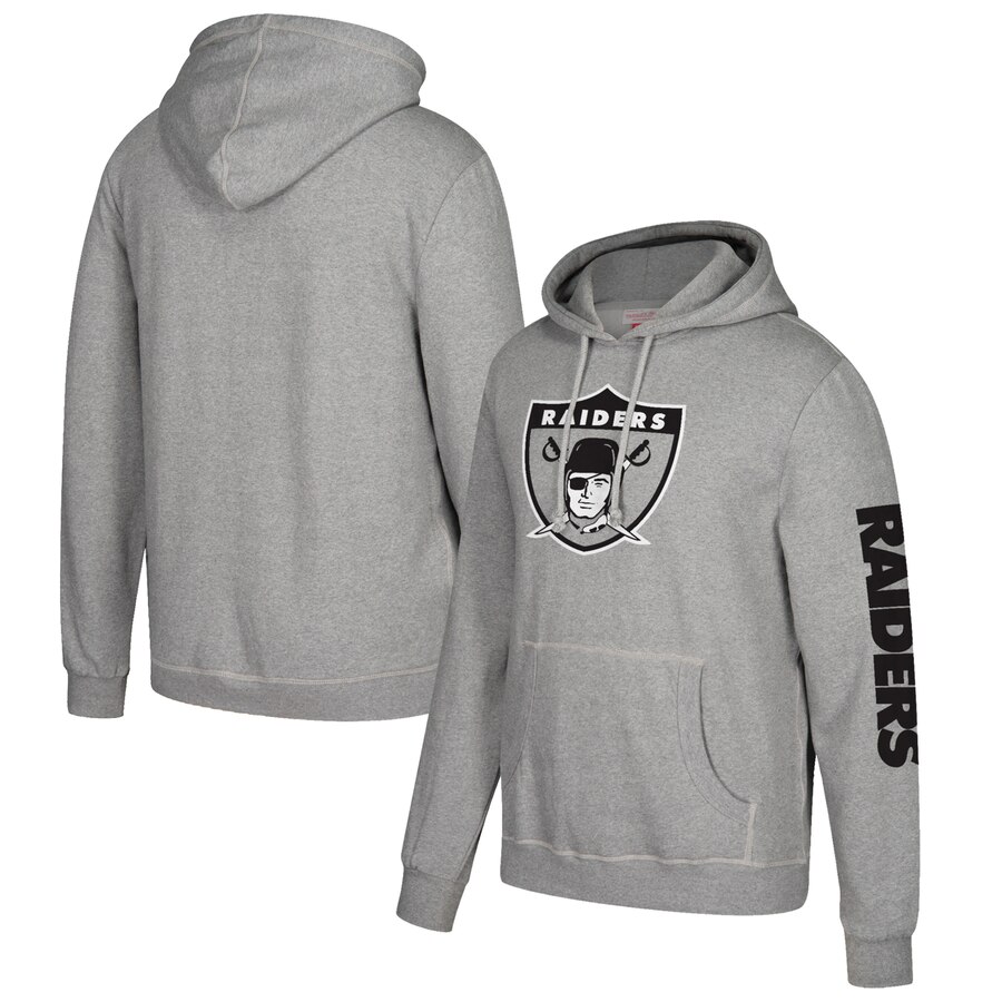 Oakland Raiders Mitchell & Ness Classic Team Pullover Hoodie Heathered Gray