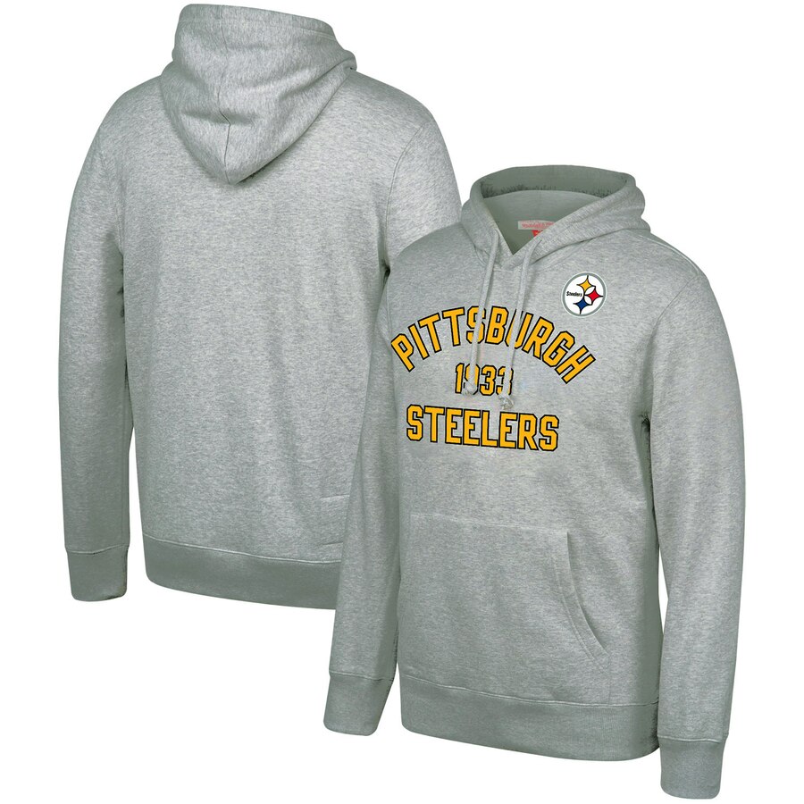 Pittsburgh Steelers Mitchell & Ness Team History Pullover Hoodie Gray