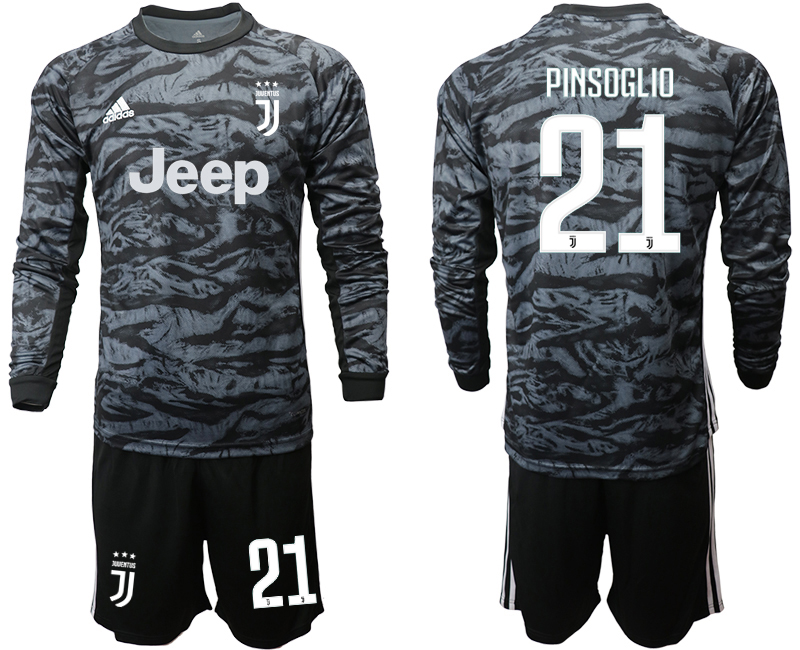 2019-20 Juventus 21 PINSOGLIO Black Long Sleeve Goalkeeper Soccer Jersey