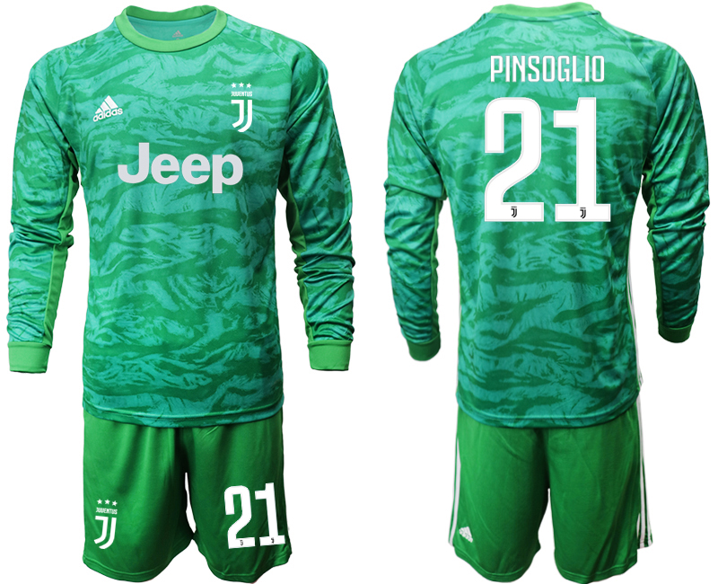 2019-20 Juventus 21 PINSOGLIO Green Long Sleeve Goalkeeper Soccer Jersey