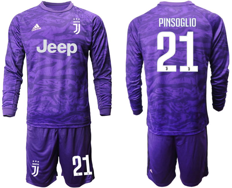 2019-20 Juventus 21 PINSOGLIO Purple Long Sleeve Goalkeeper Soccer Jersey