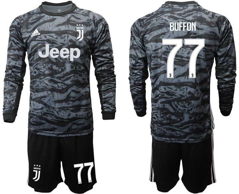 2019-20 Juventus 77 BUFFON Black Long Sleeve Goalkeeper Soccer Jersey