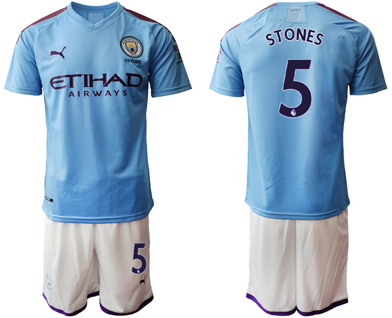 2019-20 Manchester City 5 STONES Home Soccer Jersey