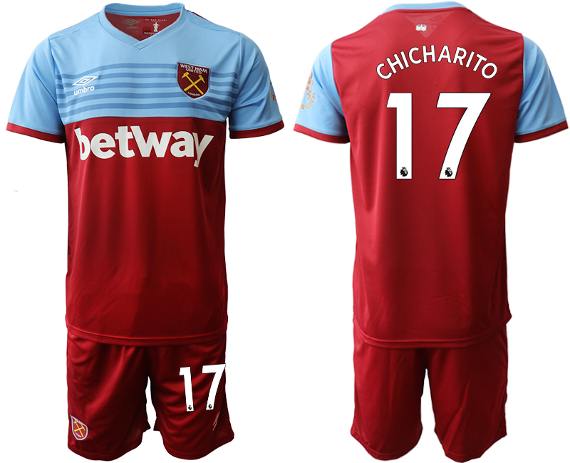 2019-20 West Ham United 17 CHICHARITO Home Soccer Jersey - Click Image to Close