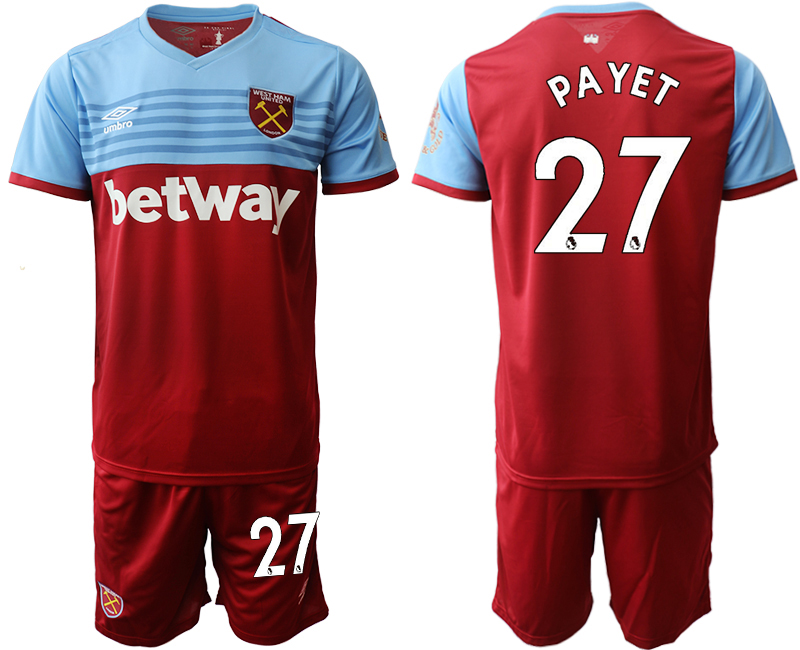 2019-20 West Ham United 27 PAYET Home Soccer Jersey - Click Image to Close