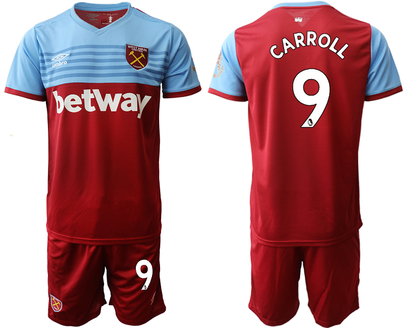 2019-20 West Ham United 9 CARROLL Home Soccer Jersey - Click Image to Close