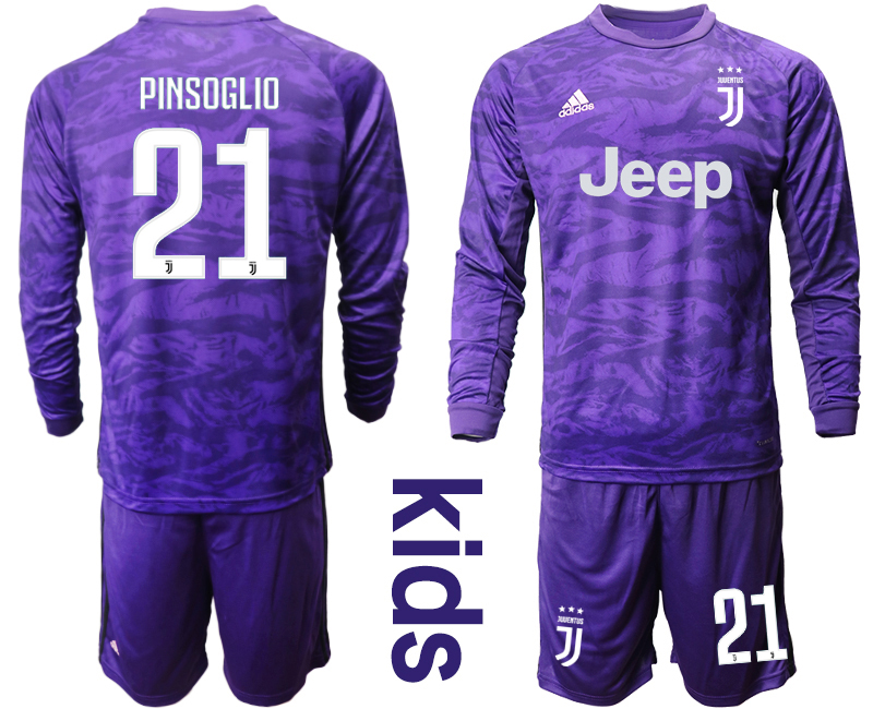 2019-20 Juventus 21 PINSOGLIO Purple Long Sleeve Youth Goalkeeper Soccer Jersey