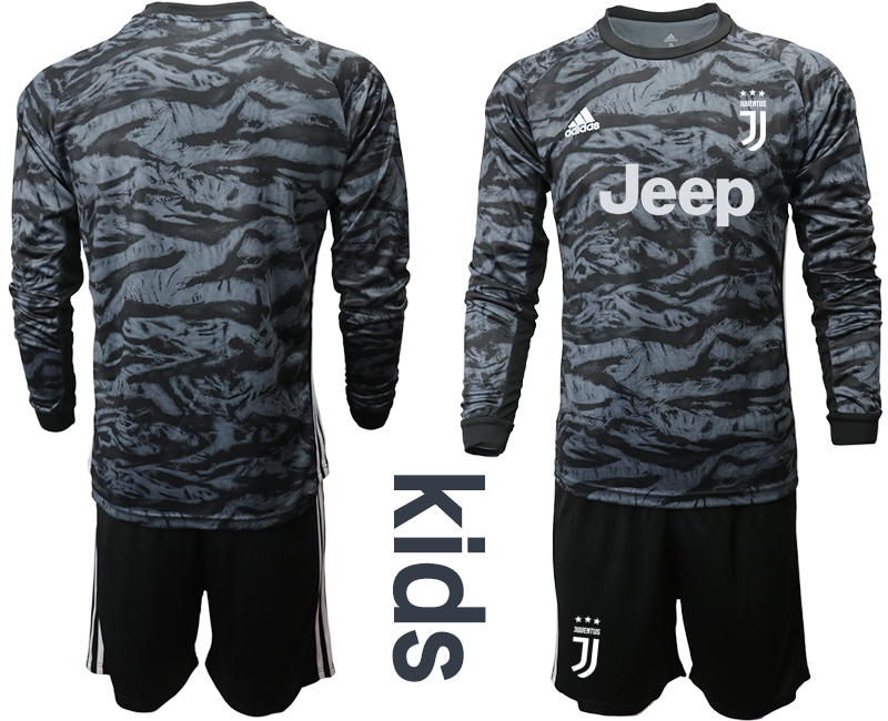 2019-20 Juventus Black Long Sleeve Youth Goalkeeper Soccer Jersey