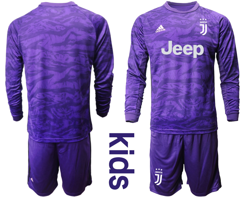 2019-20 Juventus Purple Long Sleeve Youth Goalkeeper Soccer Jersey