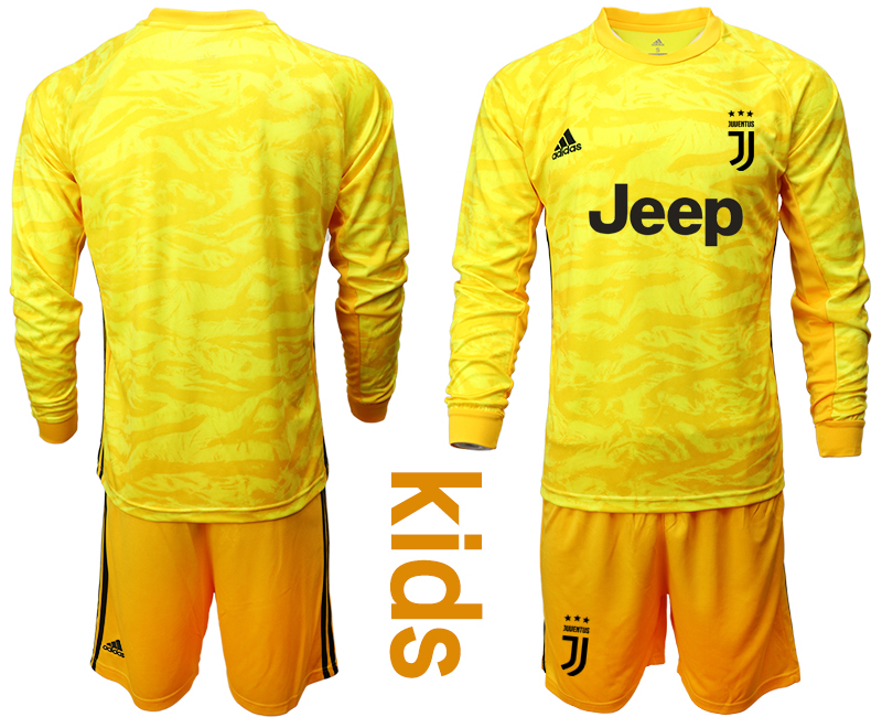 2019-20 Juventus Yellow Long Sleeve Youth Goalkeeper Soccer Jersey