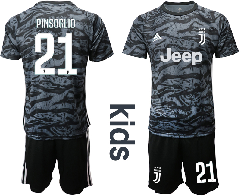 2019-20 Juventus 21 PINSOGLIO Black Youth Goalkeeper Soccer Jersey - Click Image to Close