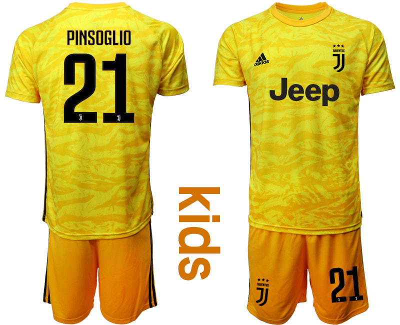2019-20 Juventus 21 PINSOGLIO Yellow Youth Goalkeeper Soccer Jersey - Click Image to Close