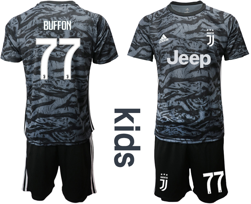2019-20 Juventus 77 BUFFON Black Youth Goalkeeper Soccer Jersey