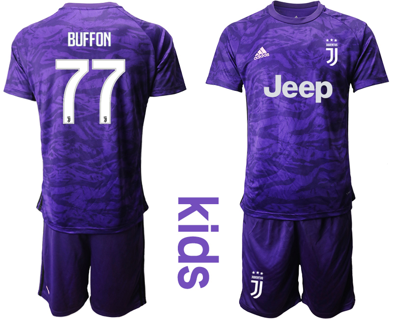 2019-20 Juventus 77 BUFFON Purple Youth Goalkeeper Soccer Jersey