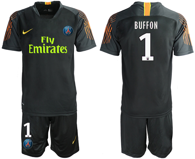 2019-20 Paris Saint-Germain 1 BUFFON Black Goalkeeper Soccer Jersey
