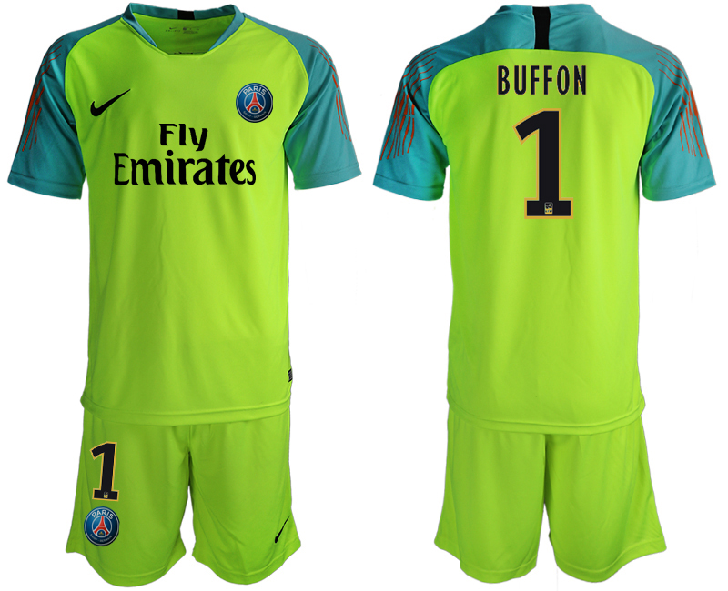 2019-20 Paris Saint-Germain 1 BUFFON Fluorescent Green Goalkeeper Soccer Jersey