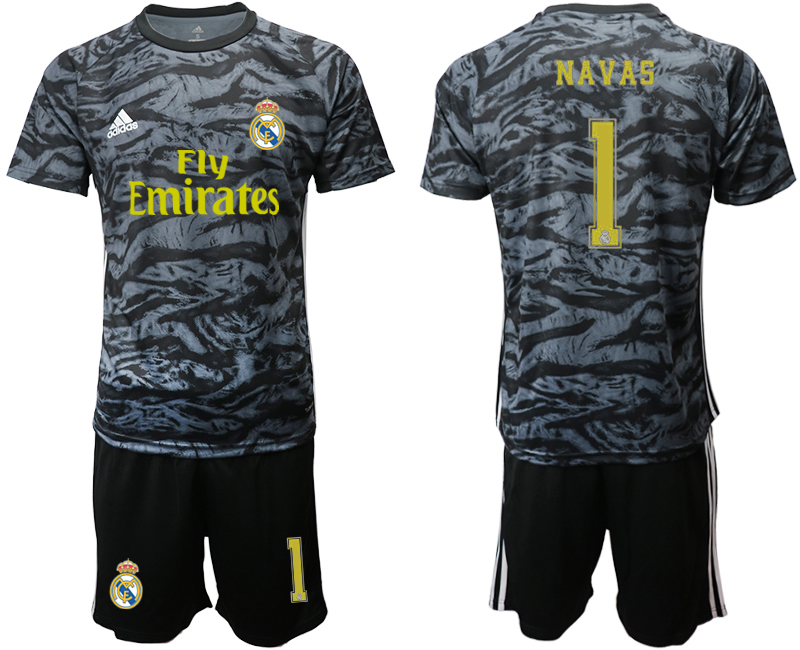 2019-20 Real Madrid 1 NAVAS Black Goalkeeper Soccer Jersey - Click Image to Close