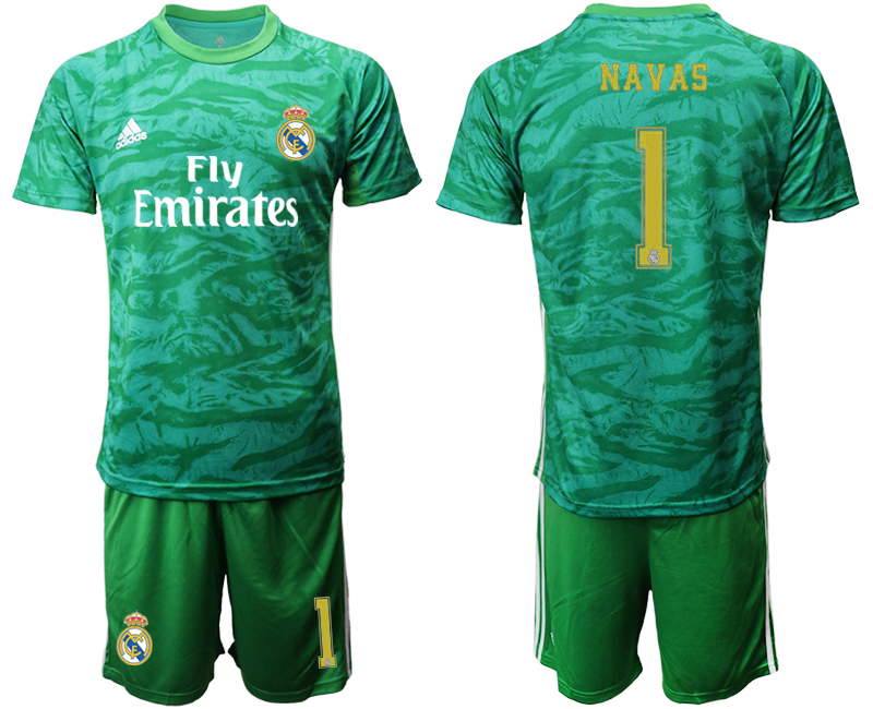 2019-20 Real Madrid 1 NAVAS Green Goalkeeper Soccer Jersey - Click Image to Close