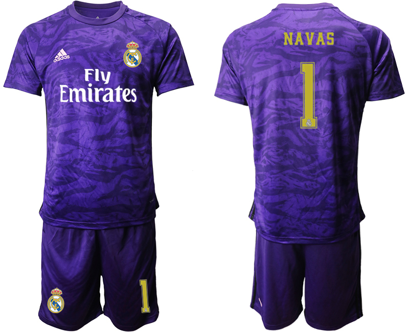 2019-20 Real Madrid 1 NAVAS Purple Goalkeeper Soccer Jersey