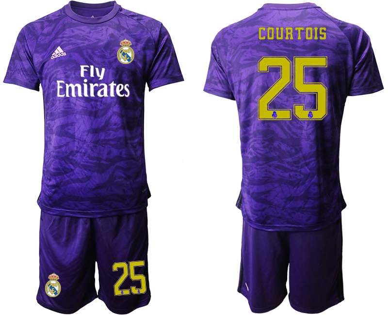 2019-20 Real Madrid 25 COURTOIS Purple Goalkeeper Soccer Jersey - Click Image to Close