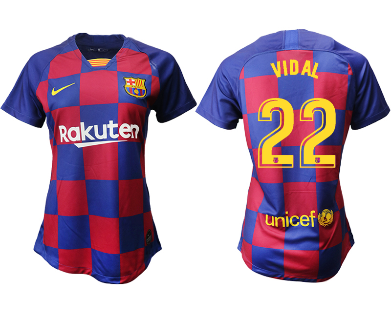 2019-20 Barcelona 22 VIDAL Home Women Soccer Jersey