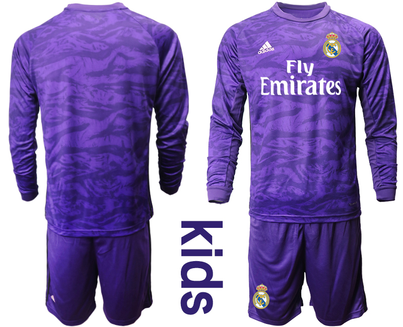 2019-20 Real Madrid Purple Long Sleeve Youth Goalkeeper Soccer Jersey