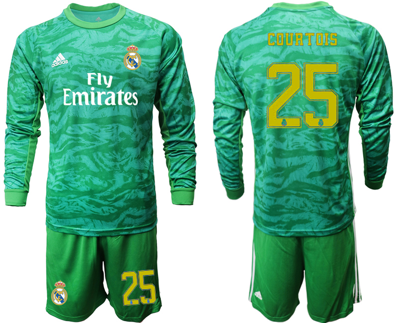 2019-20 Real Madrid 25 COURTOIS Green Long Sleeve Goalkeeper Soccer Jersey