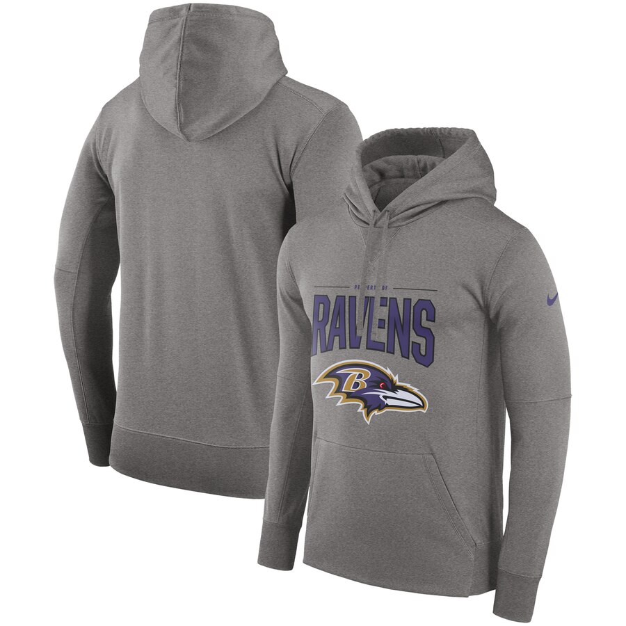 Baltimore Ravens Nike Sideline Property of Performance Pullover Hoodie Gray - Click Image to Close