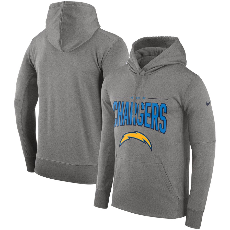 Los Angeles Chargers Nike Sideline Property of Performance Pullover Hoodie Gray
