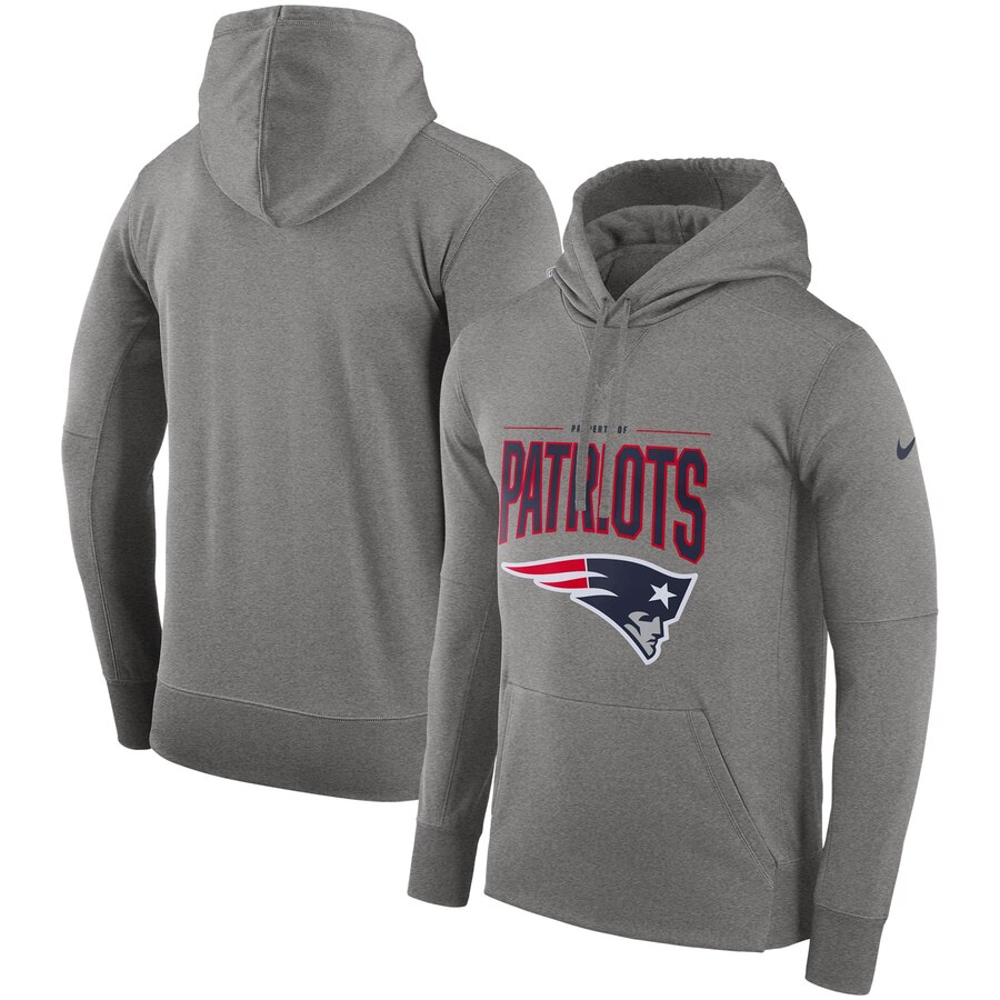New England Patriots Nike Sideline Property of Performance Pullover Hoodie Gray