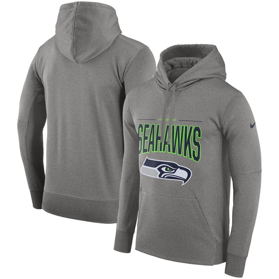 Seattle Seahawks Nike Sideline Property of Performance Pullover Hoodie Gray - Click Image to Close
