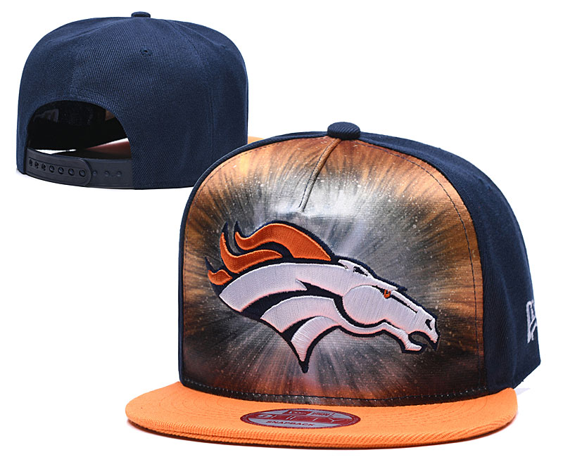 Broncos Team Logo Red Navy Orange Adjustable Leather Hat TX