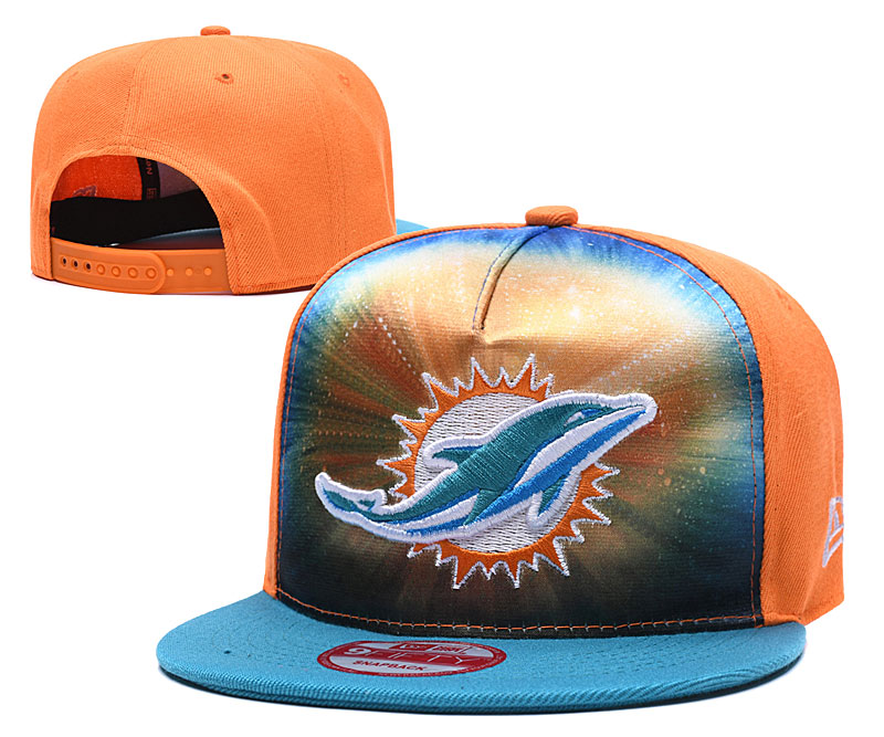 Dolphins Team Logo Orange Royal Adjustable Leather Hat TX