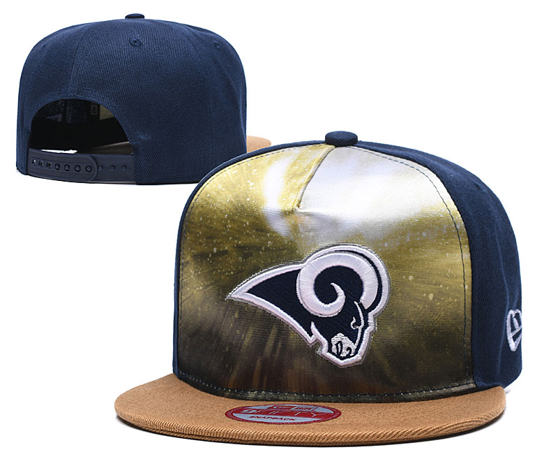 Rams Team Logo Navy Adjustable Leather Hat TX