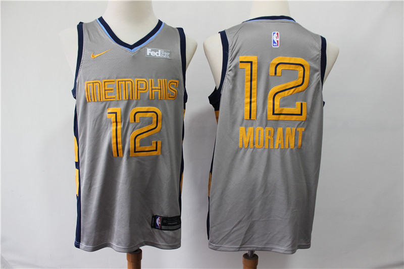 Grizzlies 12 Ja Morant Gray City Edition Nike Swingman Jersey