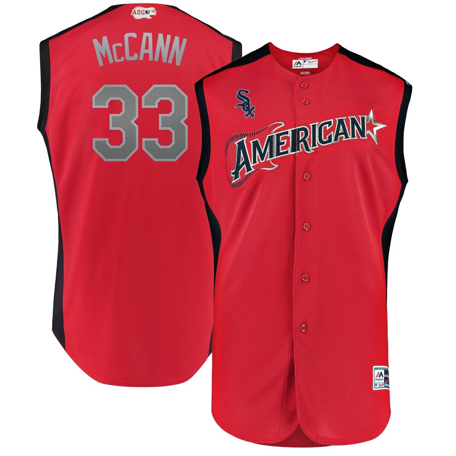 American League 33 James McCann Red 2019 MLB All-Star Game Workout Player Jersey - Click Image to Close