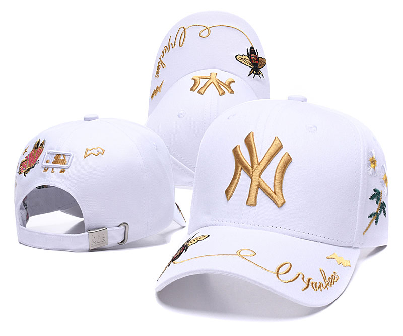 Yankees Fresh Gold Logo White Peaked Adjustable Hat SG