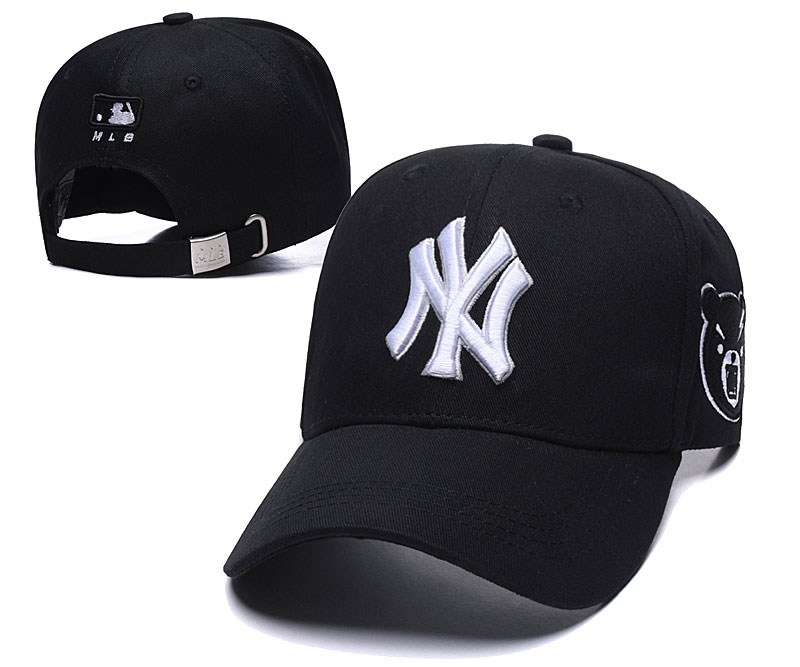 Yankees Fresh Logo Black Peaked Adjustable Hat SG