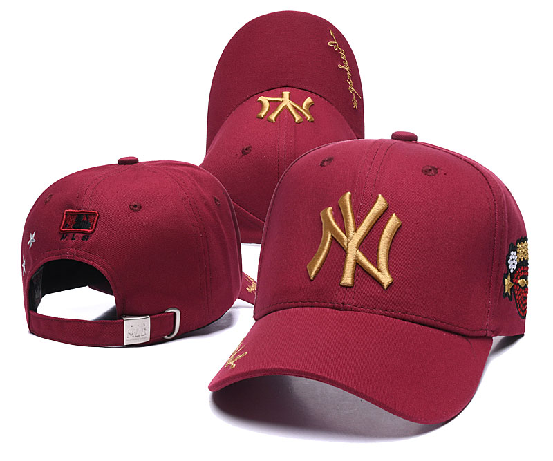 Yankees Team Logo Red Peaked Adjustable Hat SG