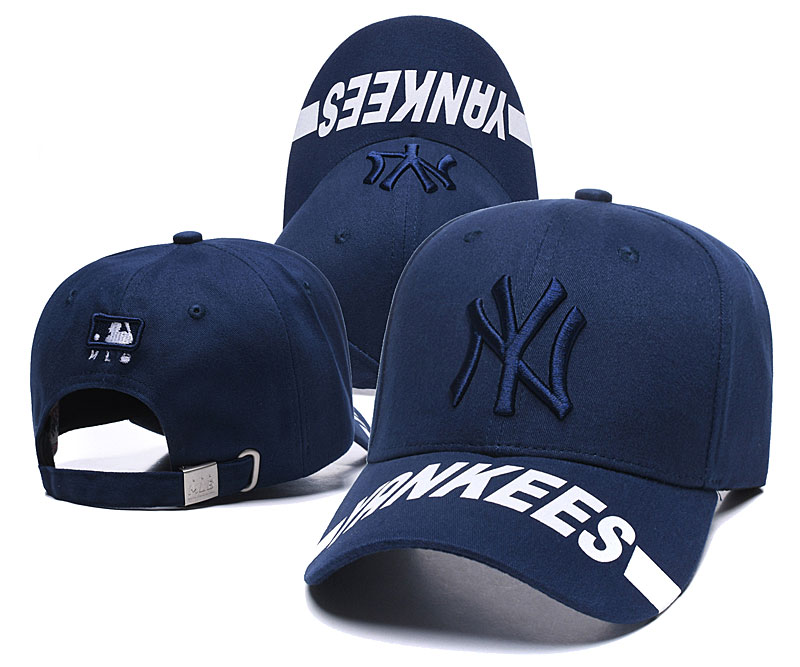 Yankees Team Navy Logo Navy Peaked Adjustable Hat SG
