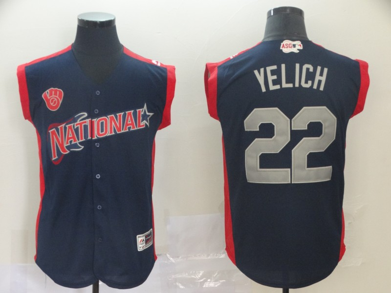 National League 22 Christian Yelich Navy 2019 MLB All-Star Game Player Jersey